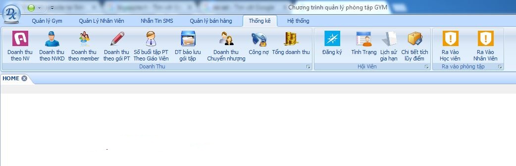 phần mềm quản lý gym thống kê